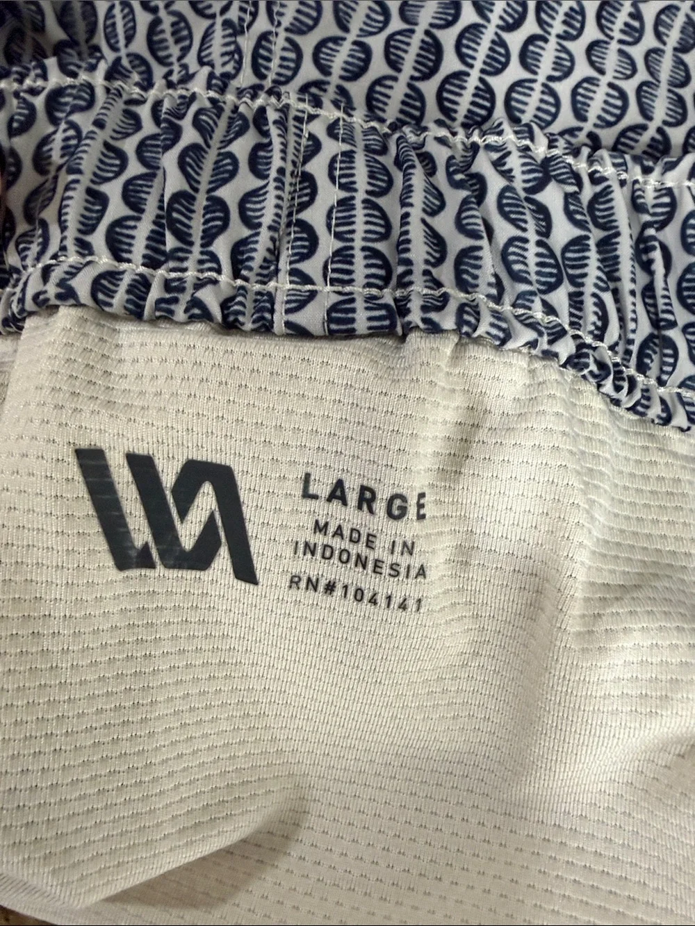 VRST Men’s Lined Performance Swim Trunks Gray Navy Print Size Large 5” Shorts